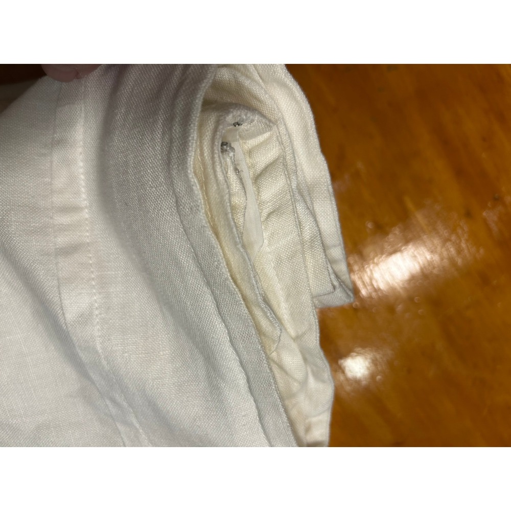 H&M White 100% Linen Lagenlook Midi Skirt Size 14 A-Line Lined Summer Classic - Picture 15 of 16